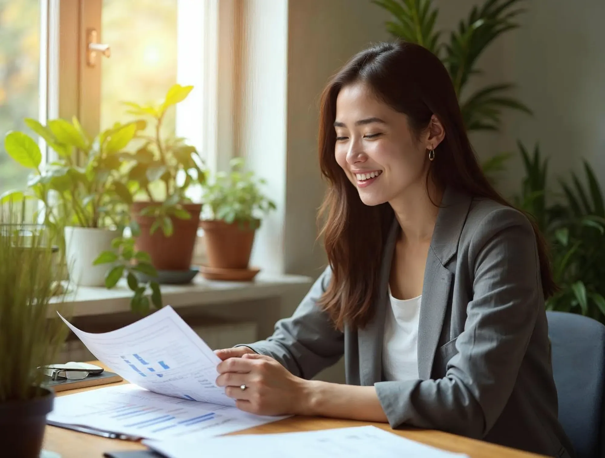 Business professional analyzing keyword data on laptop