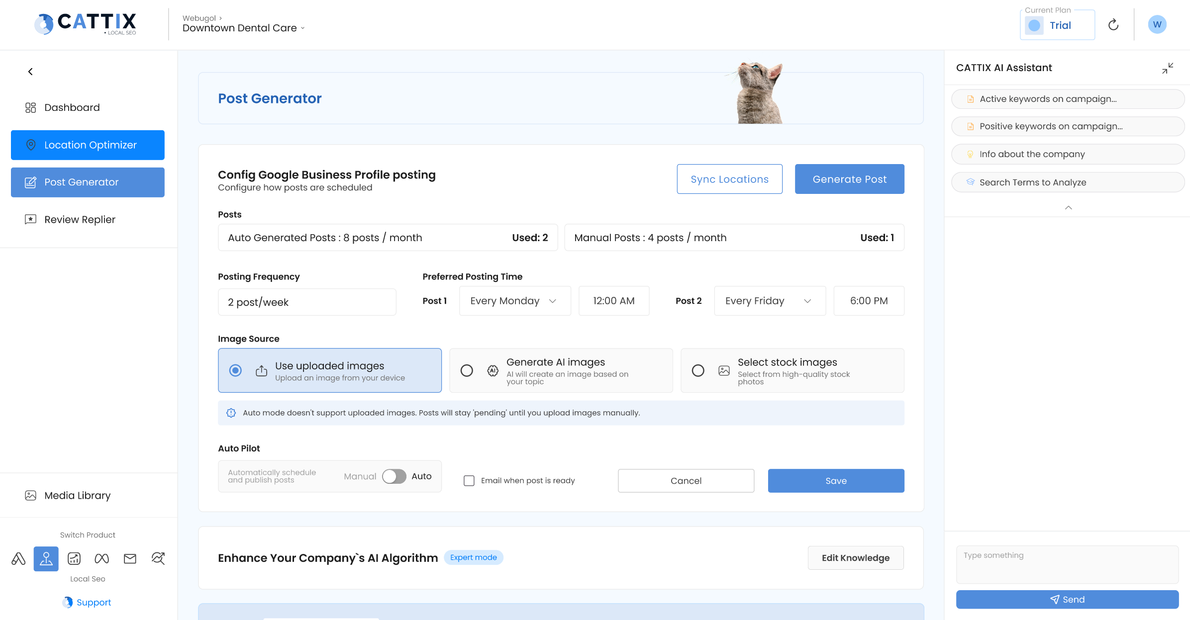 CATTIX Post Generator automating Google Business Profile posts with AI content