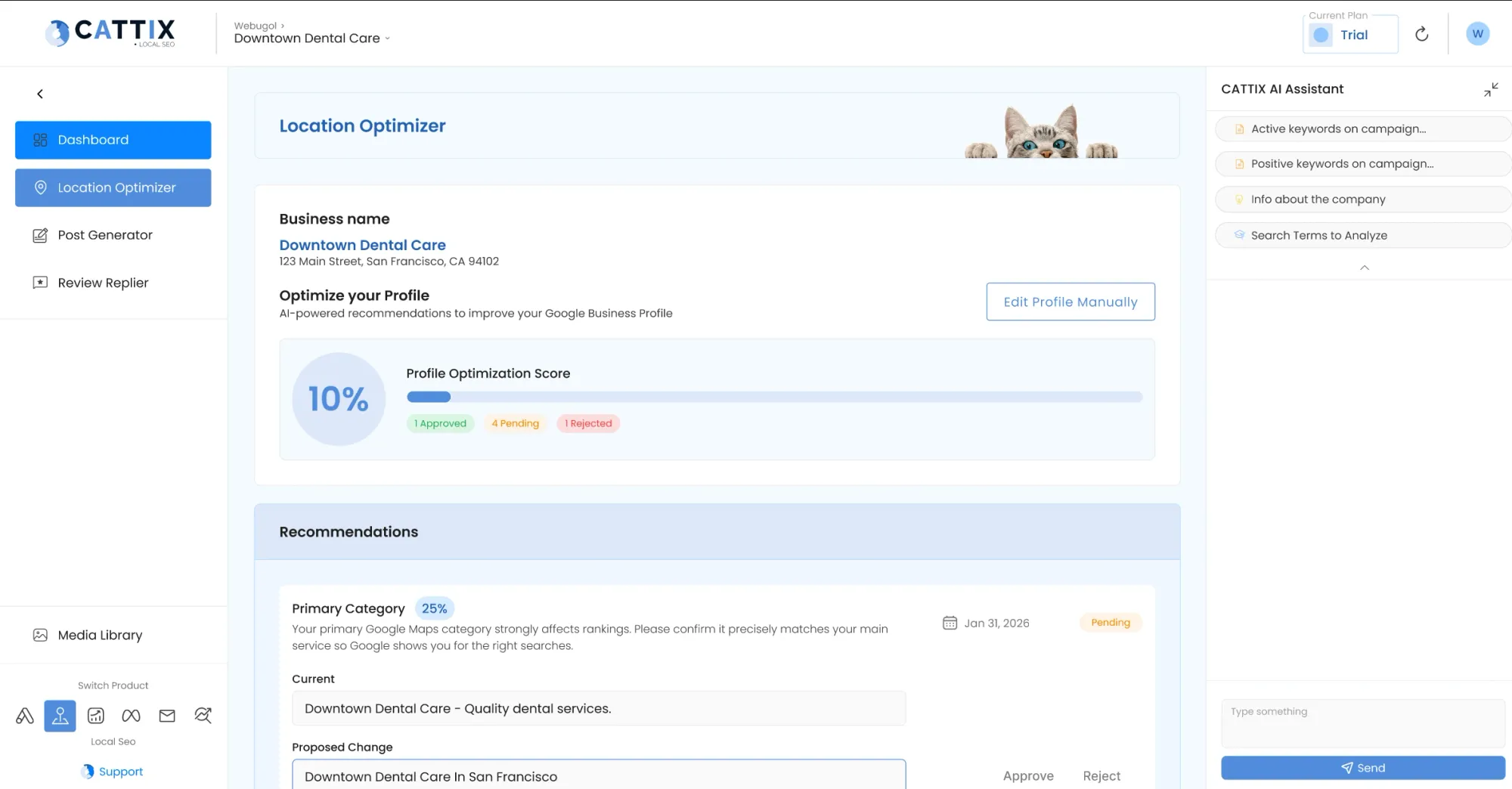 CATTIX Profile Optimizer for local SEO improvement workflows