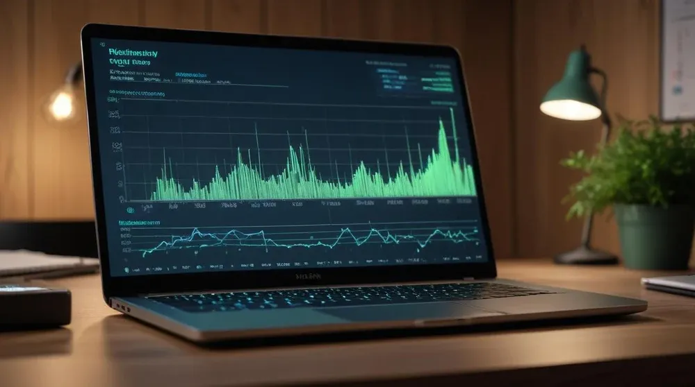 Laptop on a clean desk showing audience segmentation analytics representing google ads remarketing list management